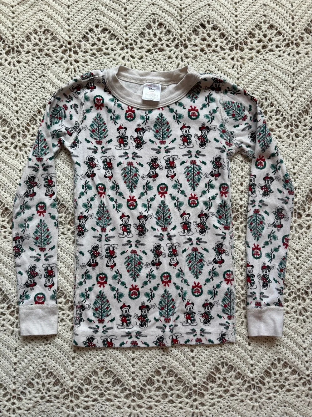 Hanna Andersson Disney Christmas Pajama Set Mickey Size 6/7 Organic Cotton